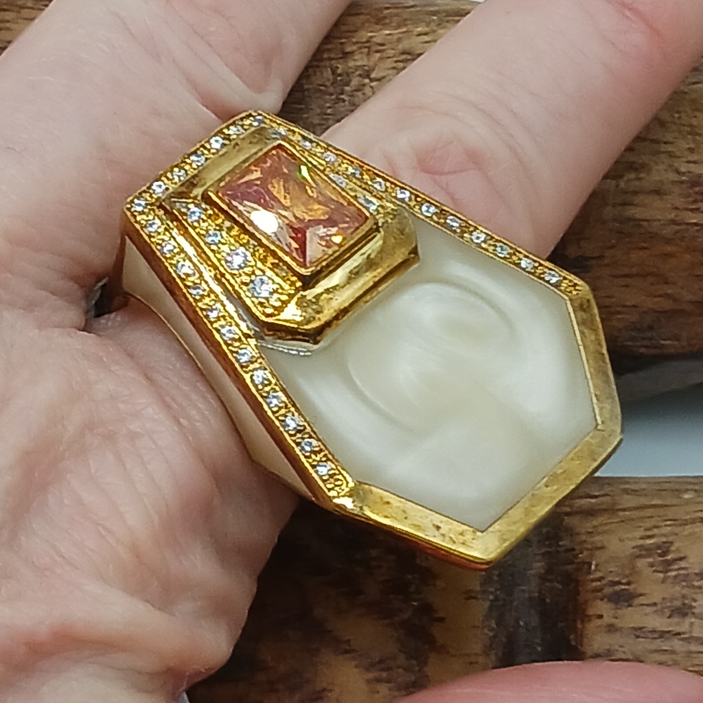 Designer Cocktail Ring Gold Plated Citrine Stones